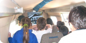 El simulador funciona dentro de un avión IA-50 Guaraní 